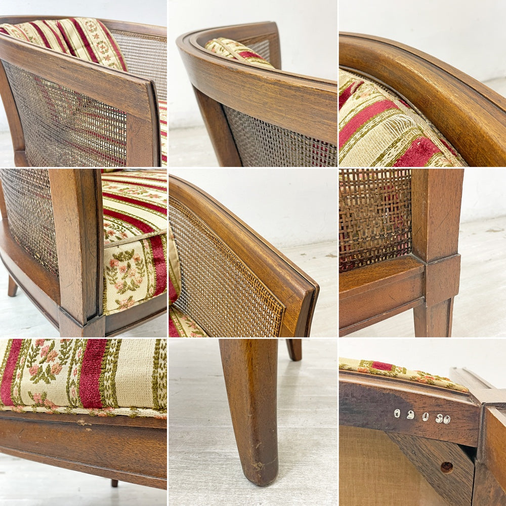 ドレクセルヘリテイジ DREXEL HERITAGE トライユン TRIUNE アップホルスタリーチェア UPHOLSTERY CHAIR ラタン張り USビンテージ A ●