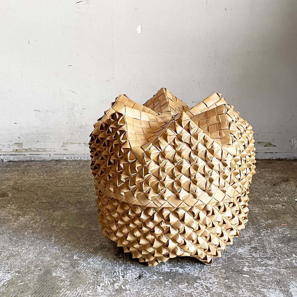 ラウハラ バスケット 収納ケース ハワイアンビンテージ 手編み 伝統工芸 ■