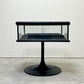 リメイク家具 ガラス ディスプレイケース 台形台座 ラッパ脚 73×73cm 店舗什器 インダストリアルデザイン 一点物 ビンテージ ●
