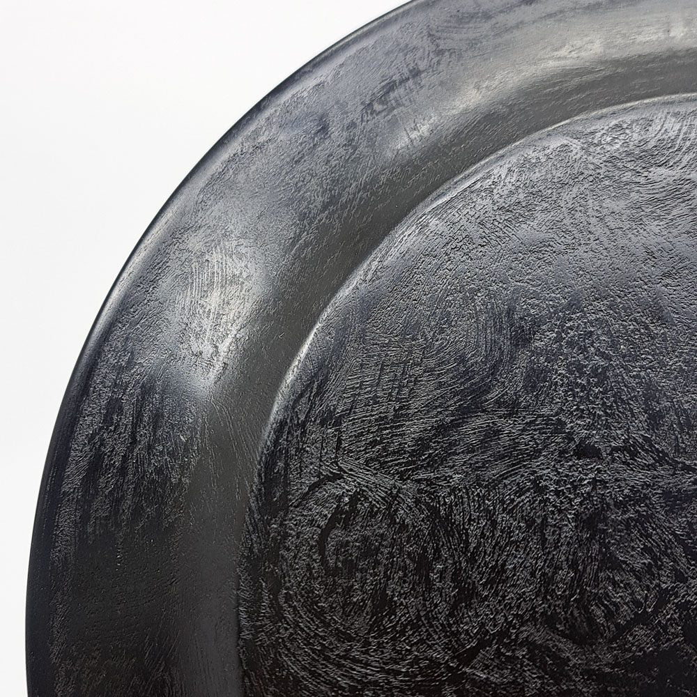 杉田明彦 リム皿 小 木製プレート Φ22cm 欅 漆器 黒 現代作家 B ●