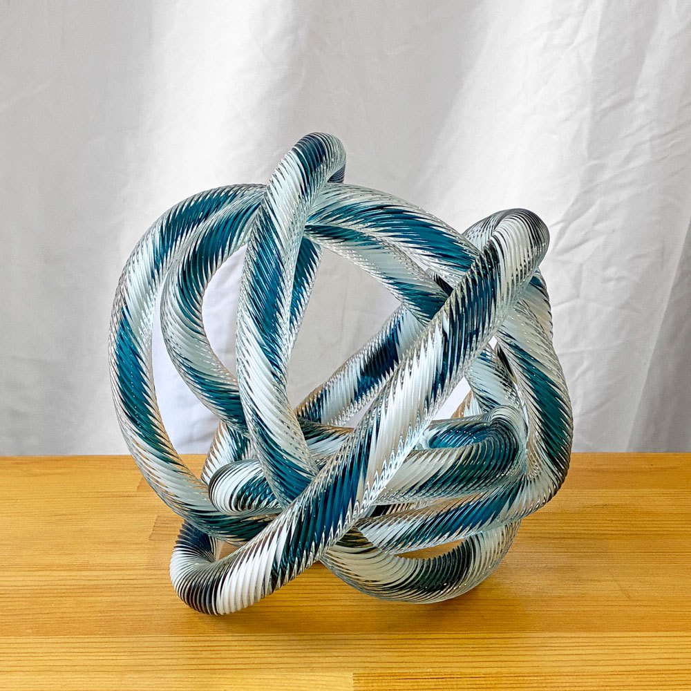 ヘイ HAY グラスノット オブジェ Glass Knot Teal and White インテリア オブジェ 北欧モダン W20cm ◇