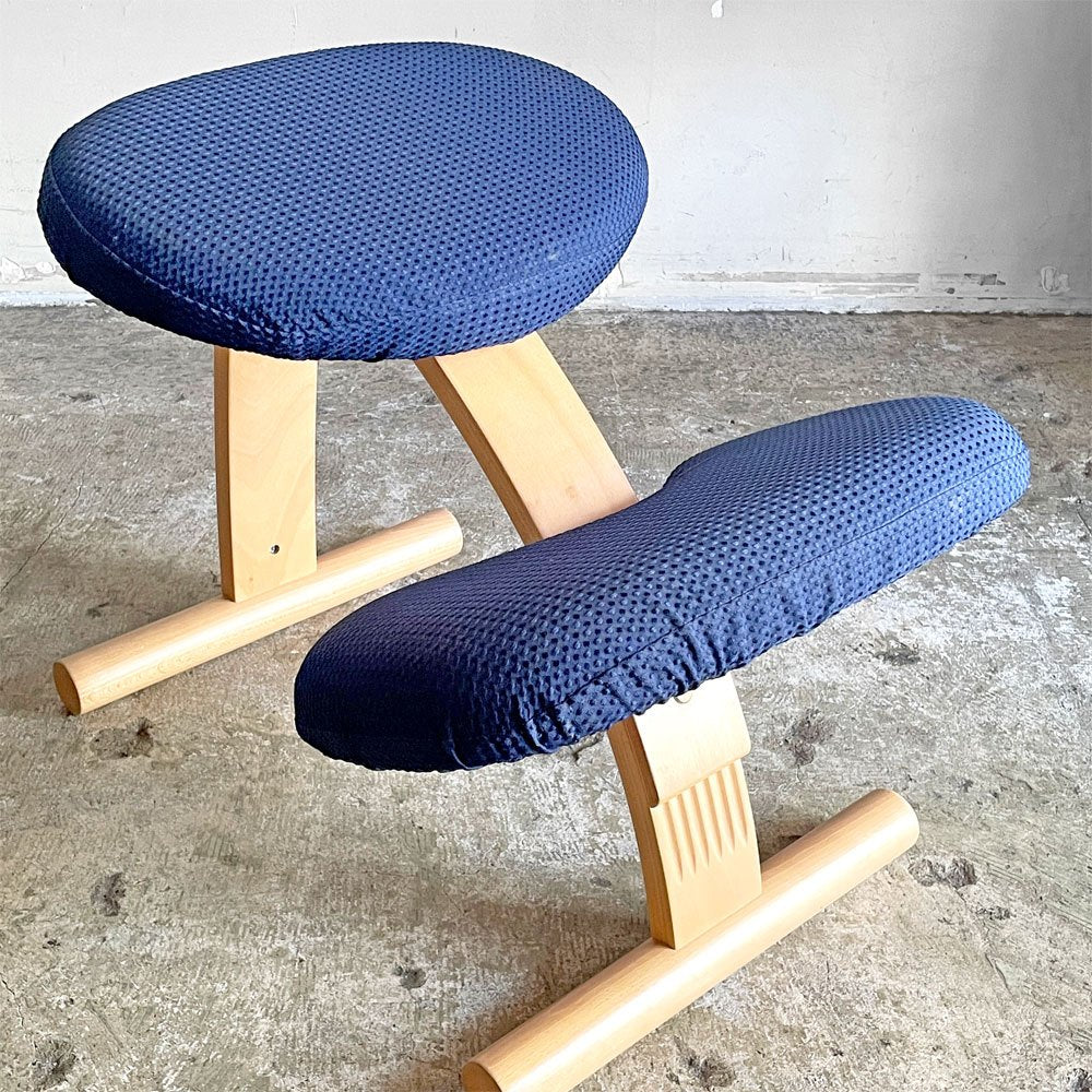 リボ Rybo バランスイージー Balans Easy バランスチェア ネイビー ファブリック カバー付き 学習椅子 姿勢矯正 ノルウェー 北欧■