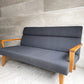 トラックファニチャー TRUCK FURNITURE ロビー LOBBY 2Pソファ 2人掛け オーク無垢材 グレー系ファブリック 新品張替済 廃番希少 ♪