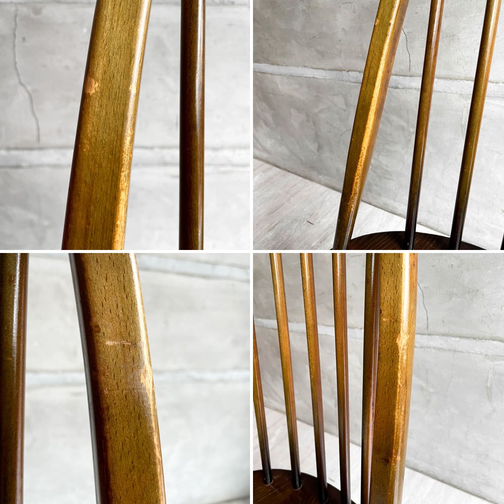アーコール Ercol クエーカーチェア ダイニングチェア ハイバック オールドコロニアル ブラウン エルム材 × ビーチ材 UKビンテージ 英国家具 ♪