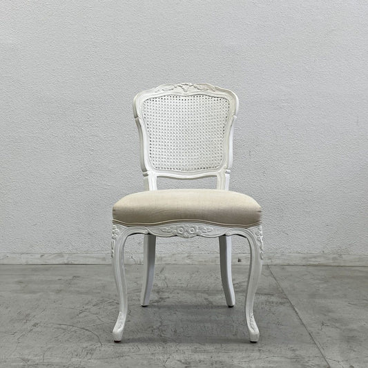 サラグレース Sarah Grace SGD デビュー ダイニングチェア DEBUT DINING CHAIR CHARM BD WHITE&NATURAL LINEN ラタンバック アンティーク風 オーク材 参考価格約55,000円A〓