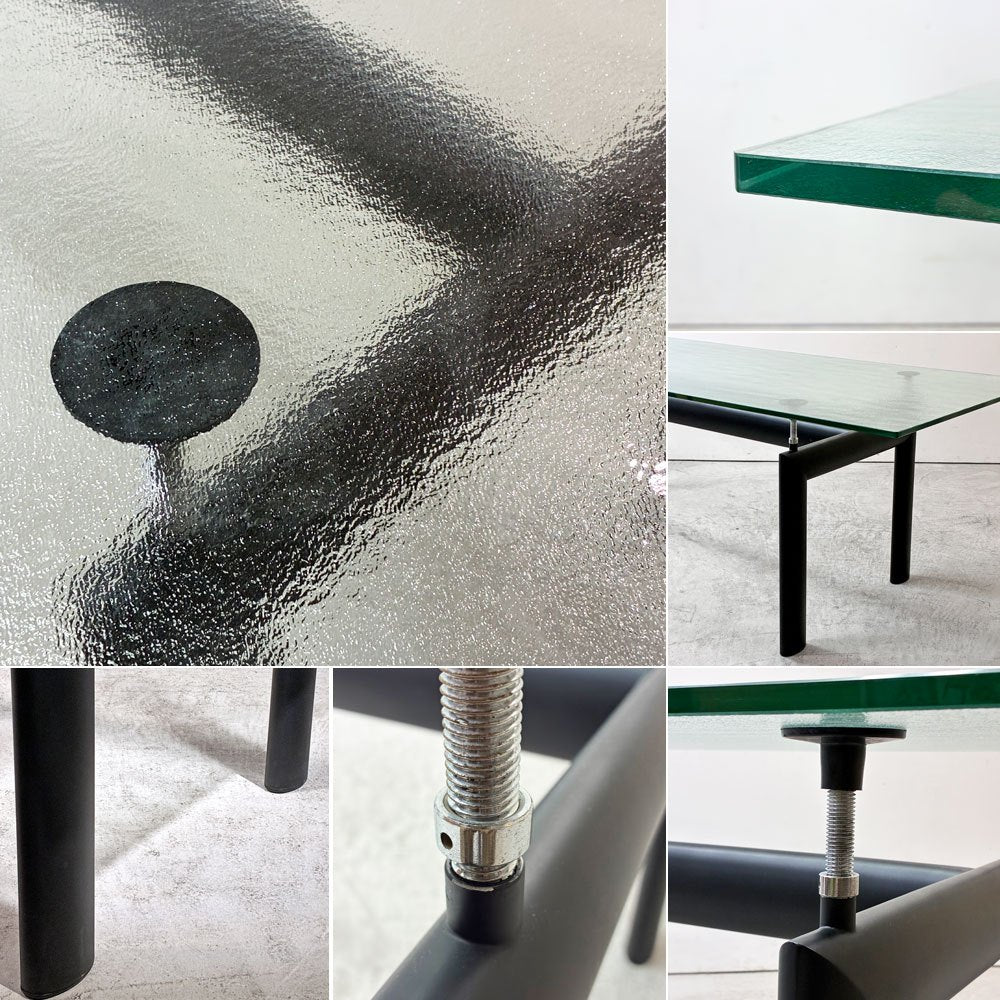 カッシーナ Cassina ル・コルビジェ LC6 ダイニングテーブル ターブル テューブ ダヴィオン テーブル 6 TABLE TUBE D’AVION テクスチャーガラス天板 ブラック ●