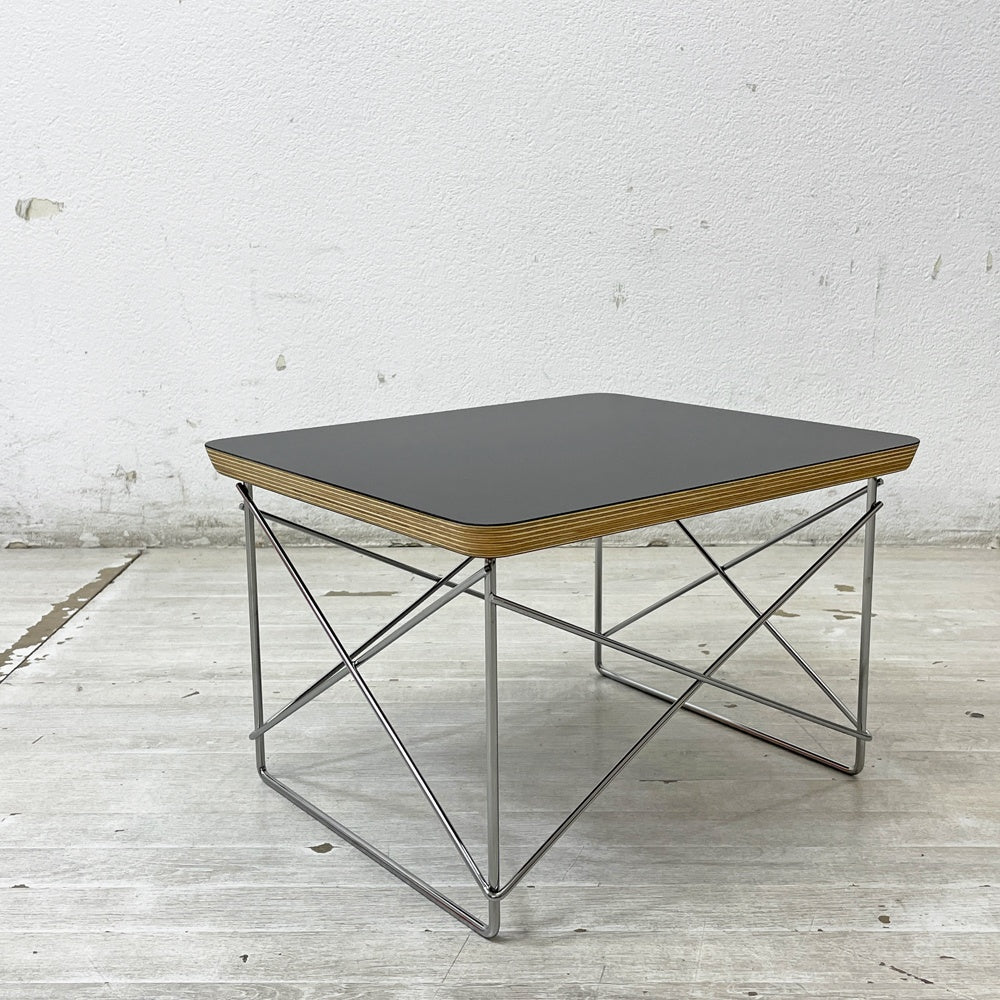 ハーマンミラー Herman Miller LTRT ワイヤーベース ローテーブル メラミントップ C&R イームズ ブラック ミッドセンチュリー 証明書・箱付き 美品 ●
