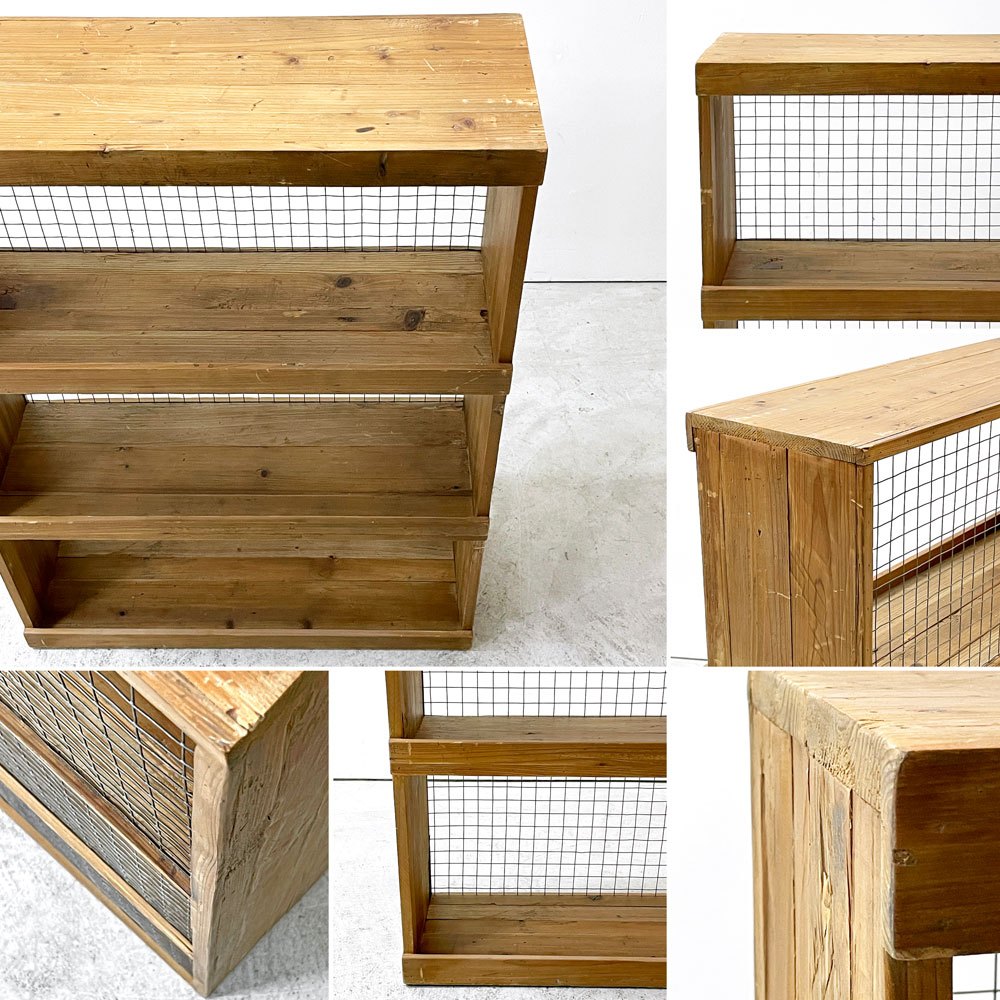 クラッシュゲート CRASH GATE ノットアンティークス Knot antiques パレット PALLET オープンシェルフ 3段 杉古材 スチールメッシュ インダストリアル 工業系 ●