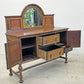 UKビンテージ オーク材 ミラーバック サイドボード Oak Mirror back Sideboard cabinet 英国家具 アンティーク イギリスビンテージ 〓