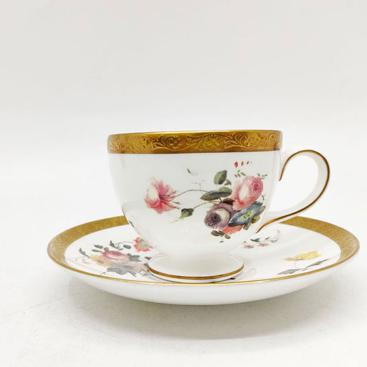 ウェッジウッド WEDGWOOD フローラルゴールド FLORAL GOLD カップ＆ソーサー 英国 A ●