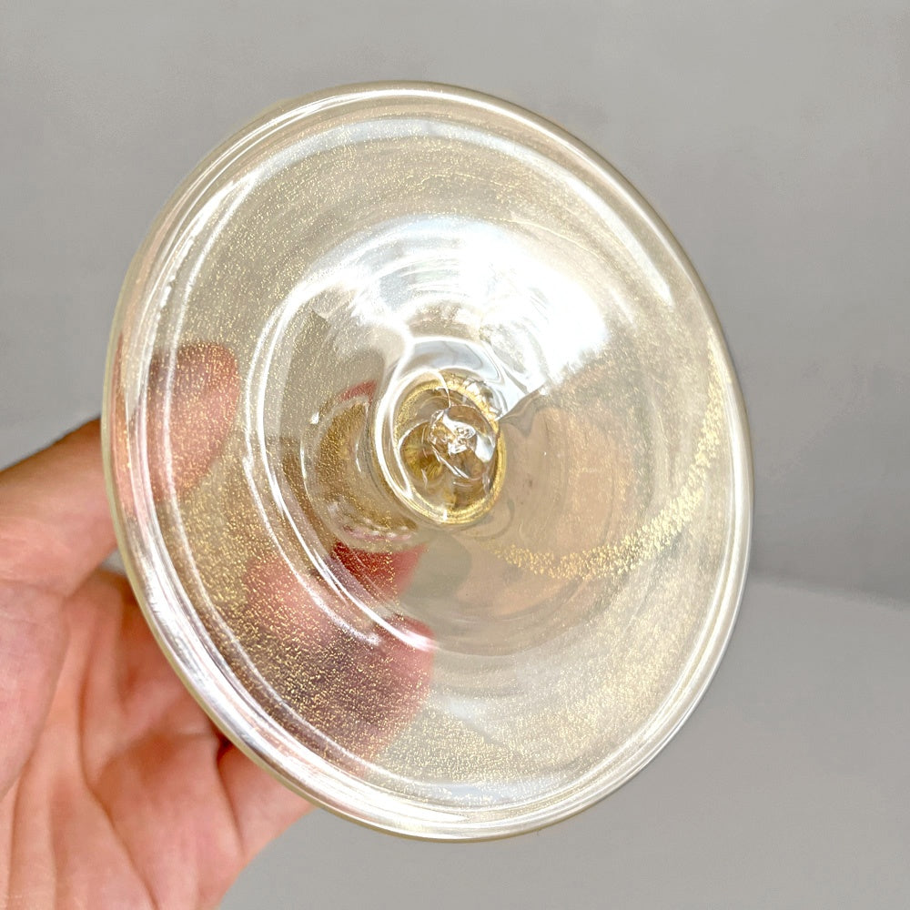 ベネチアンガラス Venetian glass ゴブレット ワイングラス 金彩 ムラーノ イタリア ■