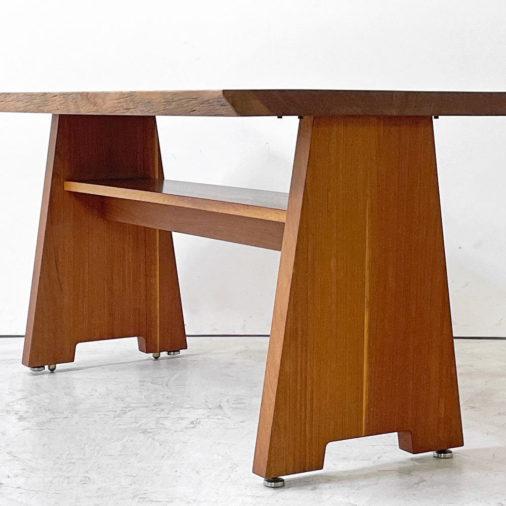 クラフトファニチャー Craft furniture ダイニングテーブル ウォールナット無垢材  耳付き 天然木 アジャスター付き W130cm ●