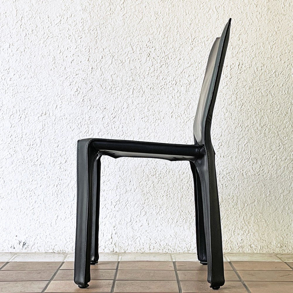 カッシーナ Cassina キャブチェア 412 CAB CHAIR アームレス 本革 マリオ・ベリーニ MoMA イタリアンモダン 定価￥308,000- ◇