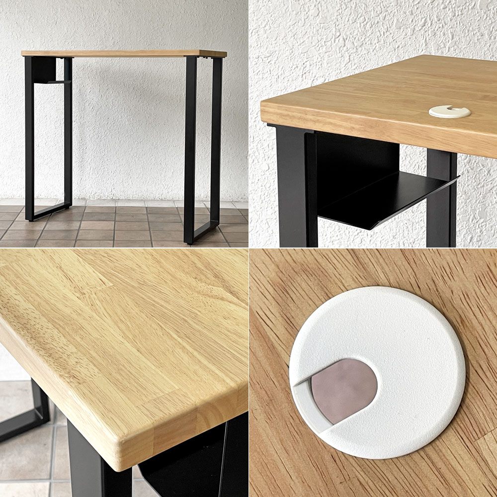 かなでもの KANADEMONO ザ・テーブル THE TABLE Black Steel High Rectangle スタンディングデスク W120cm ラバーウッド ナチュラル 定価￥59,500-◇