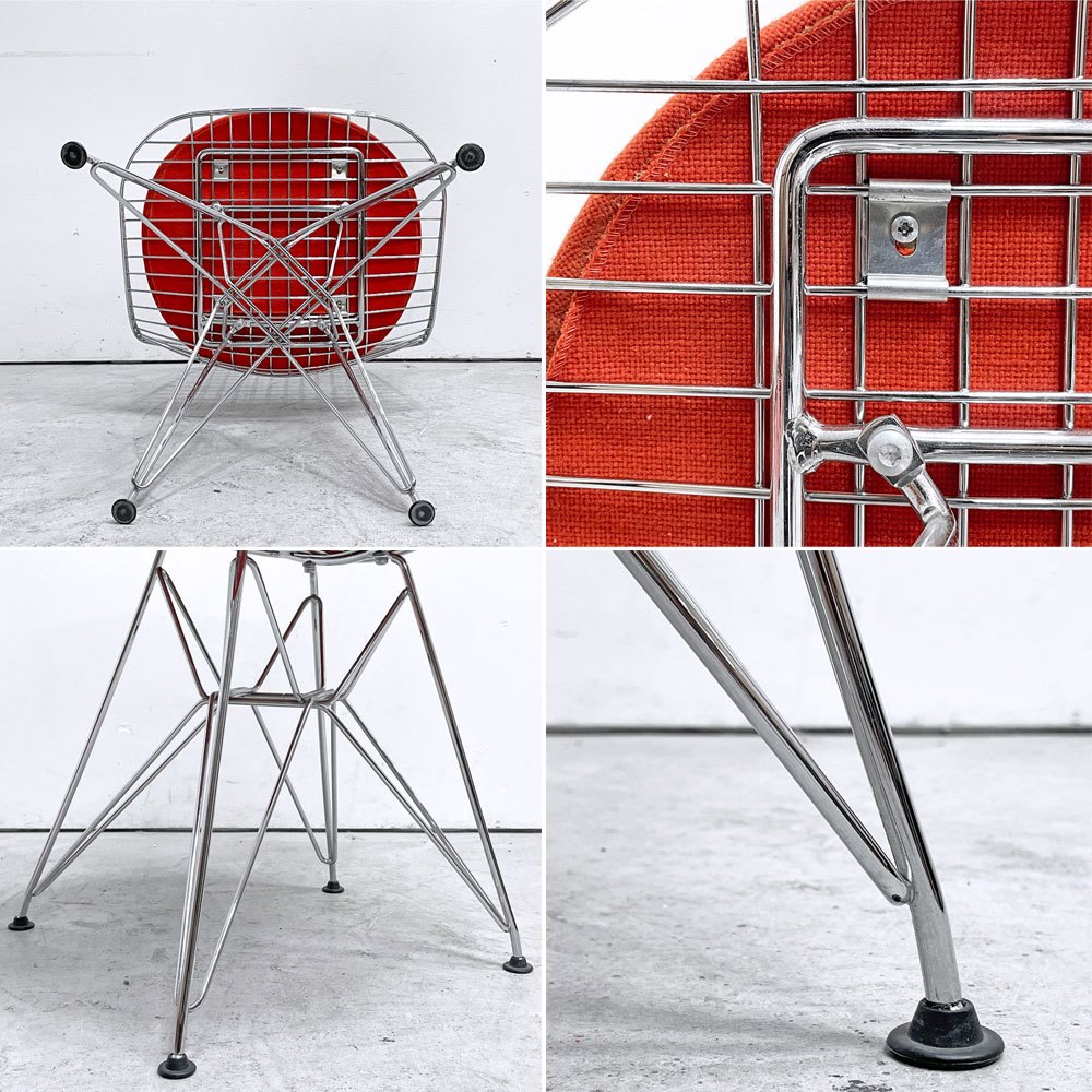 ヴィトラ vitra ワイヤーチェア Eames Wire Chair DKR5 エッフェルベース シートパッド付 レッドカラー C&R イームズ ミッドセンチュリー ●