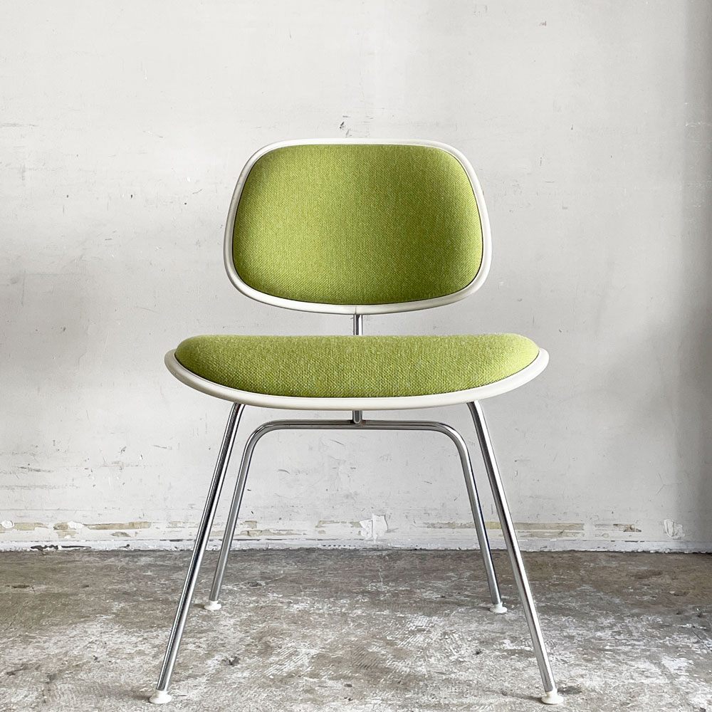 ハーマンミラー Herman Miller ツーピースプラスチックチェア Two Piece Plastic Chair DCM ホワイト グリーン ファブリック張替済 希少 ■