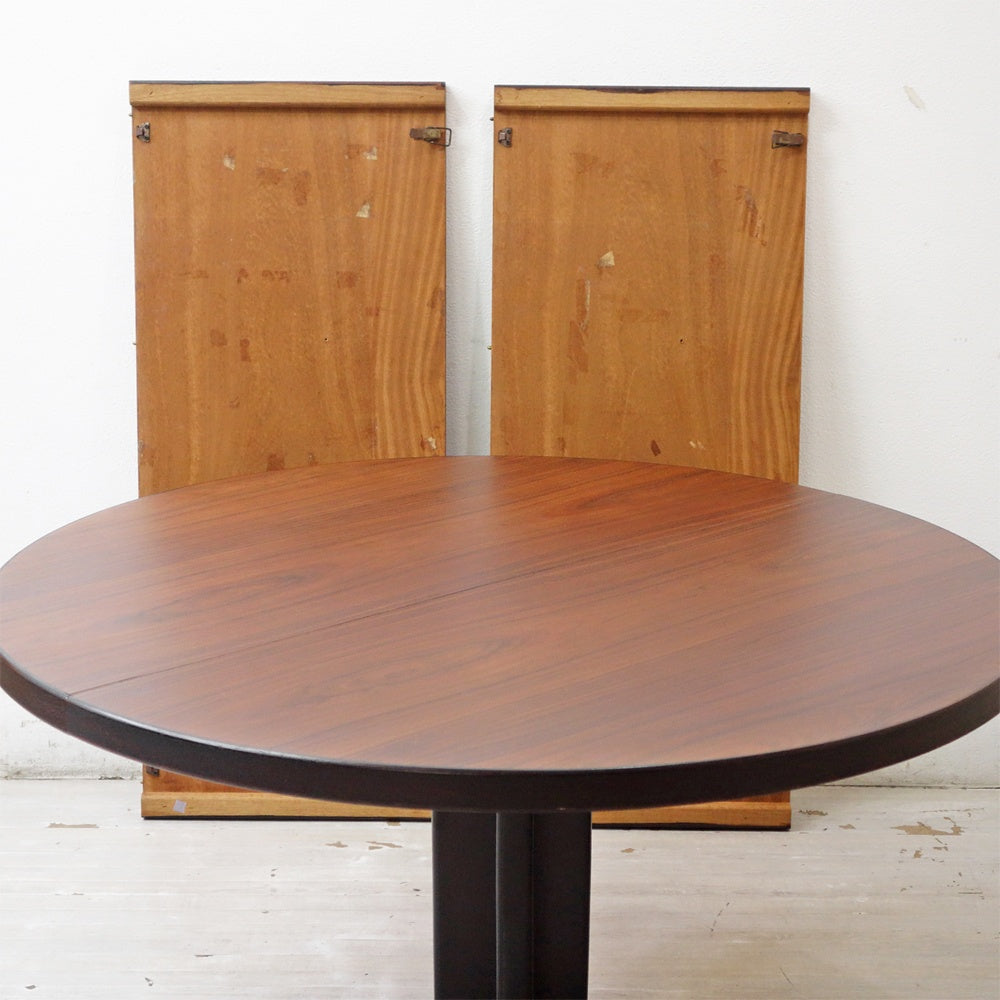 北欧ビンテージ Scandinavia Vintage ローズウッド EXラウンドテーブル Φ120cm 伸長式 北欧家具 現状品 ●