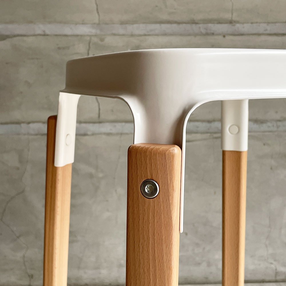 マジス MAGIS スティールウッドスツール Steelwood Stool ハイスツール カウンターチェア ホワイト × ビーチ H68cm ロナン＆エルワン・ブルレック ♪
