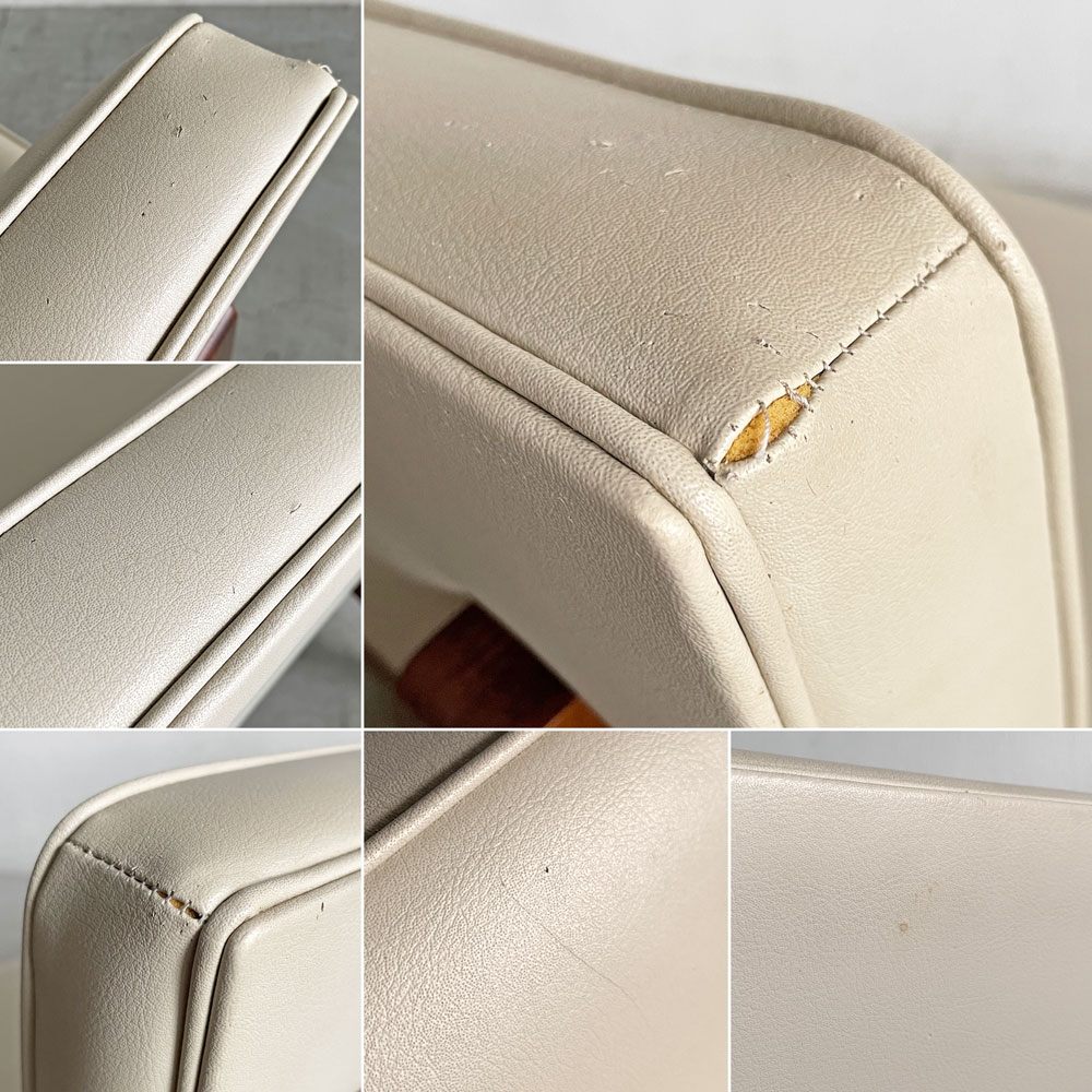 イデー IDEE ソリッドベンチ SOLID BENCH 2人掛けソファ 長椅子 W150cm ビニールレザー クリーム系 アッシュ材フレーム 受注生産品 定価￥199,900-以上 〓
