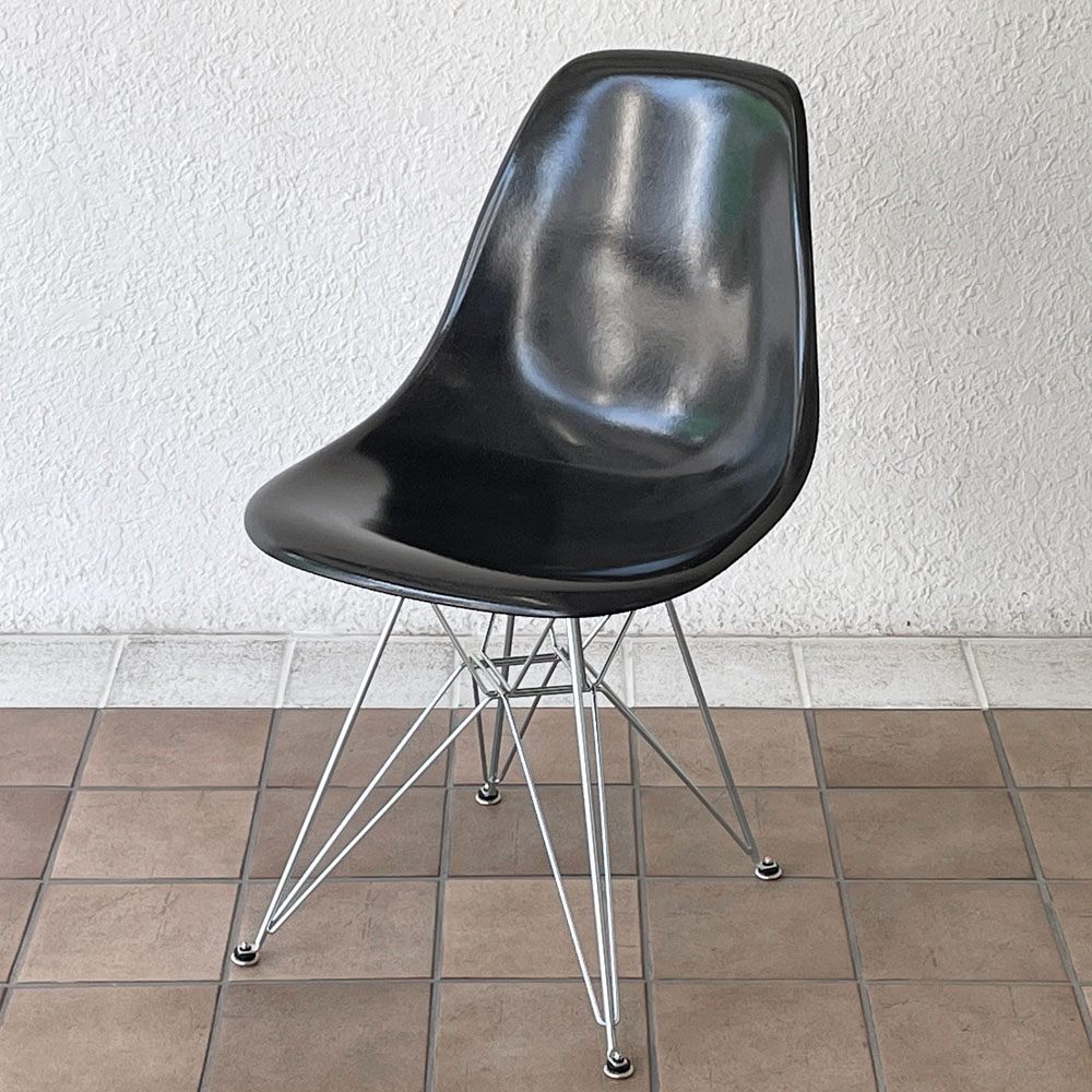 ハーマンミラー Herman Miller サイドシェルチェア 現行FRP製 ブラック エッフェルベース ジンク C&R イームズ ミッドセンチュリー ◇