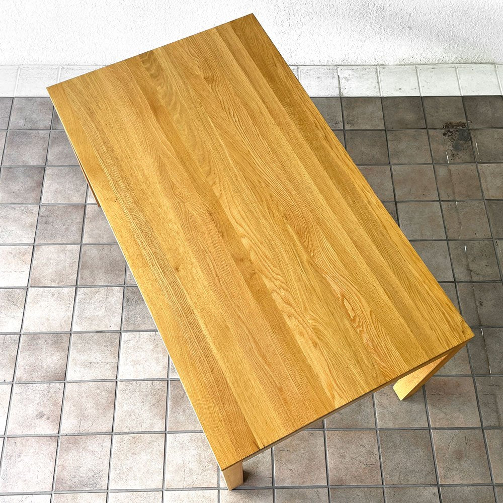 無印良品 MUJI 木製 ダイニングテーブル オーク無垢材 引き出し2杯 W140cm ナチュラルデザイン ◇