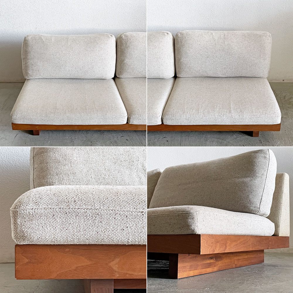 マスターウォール MASTERWAL デニッシュソファ DANISH SOFA 3シーター W180cm ミックスファブリック アイボリー系 ウォールナット無垢材 〓