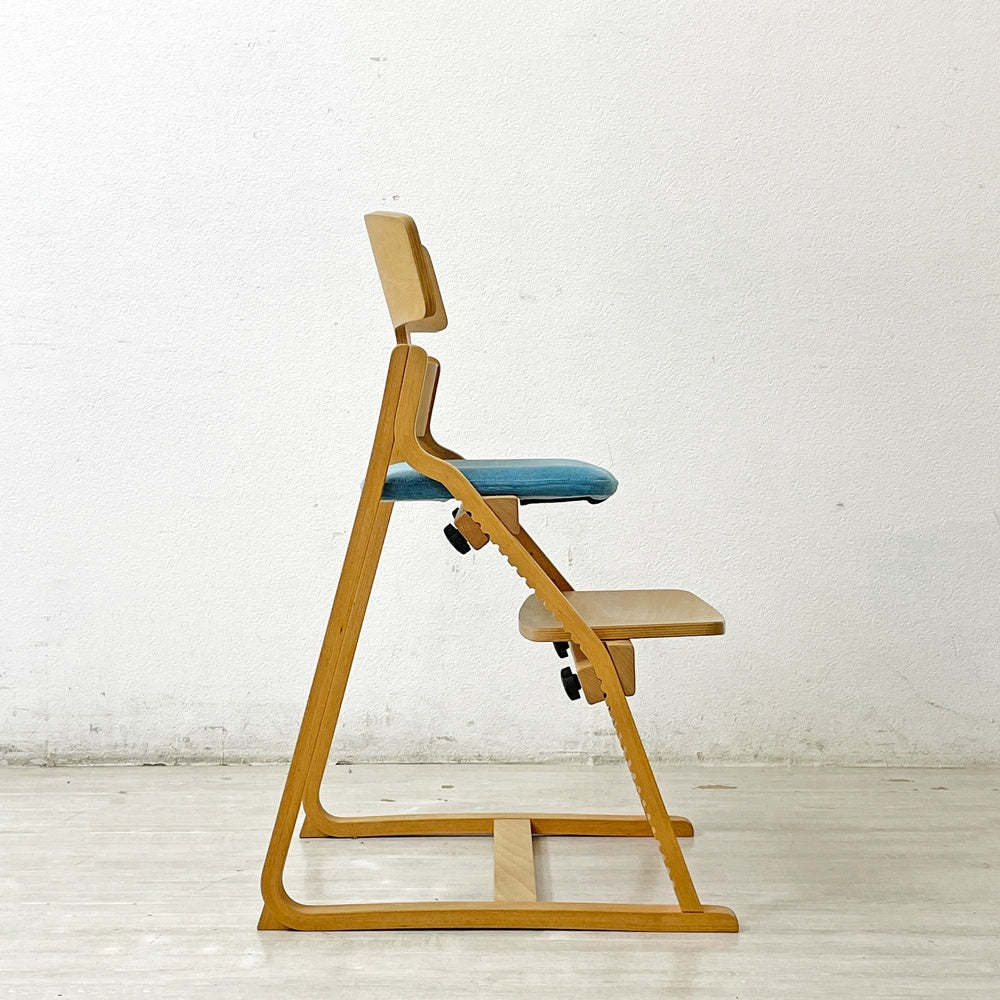 豊橋木工 TOYOMOKU アップライトチェア UPRIGHT CHAIR ナチュラル × ライトブルー ベビーチェア キッズチェア ●