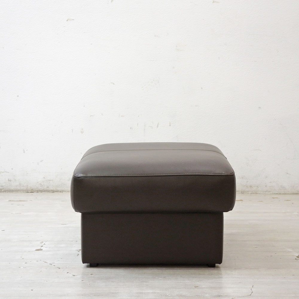 浜本工芸 No.2000 スツール オットマン ダークブラウン 本革張り Sバネ W62cm 国産家具 ●