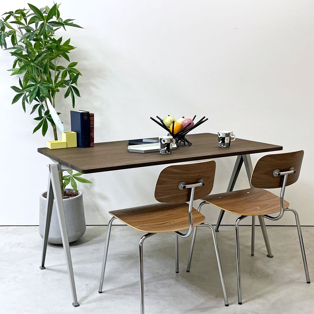 ヘイ HAY ピラミッド テーブル PYRAMID TABLE スモークドオーク コンパスレッグ スチール ベージュ W140cm デンマーク 北欧 美品●