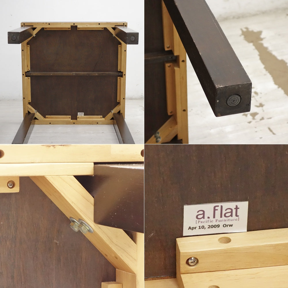 エーフラット a.Flat 木製 × バンブー ダイニングテーブル W80cm モダンデザイン アジアン家具 現状品 ●
