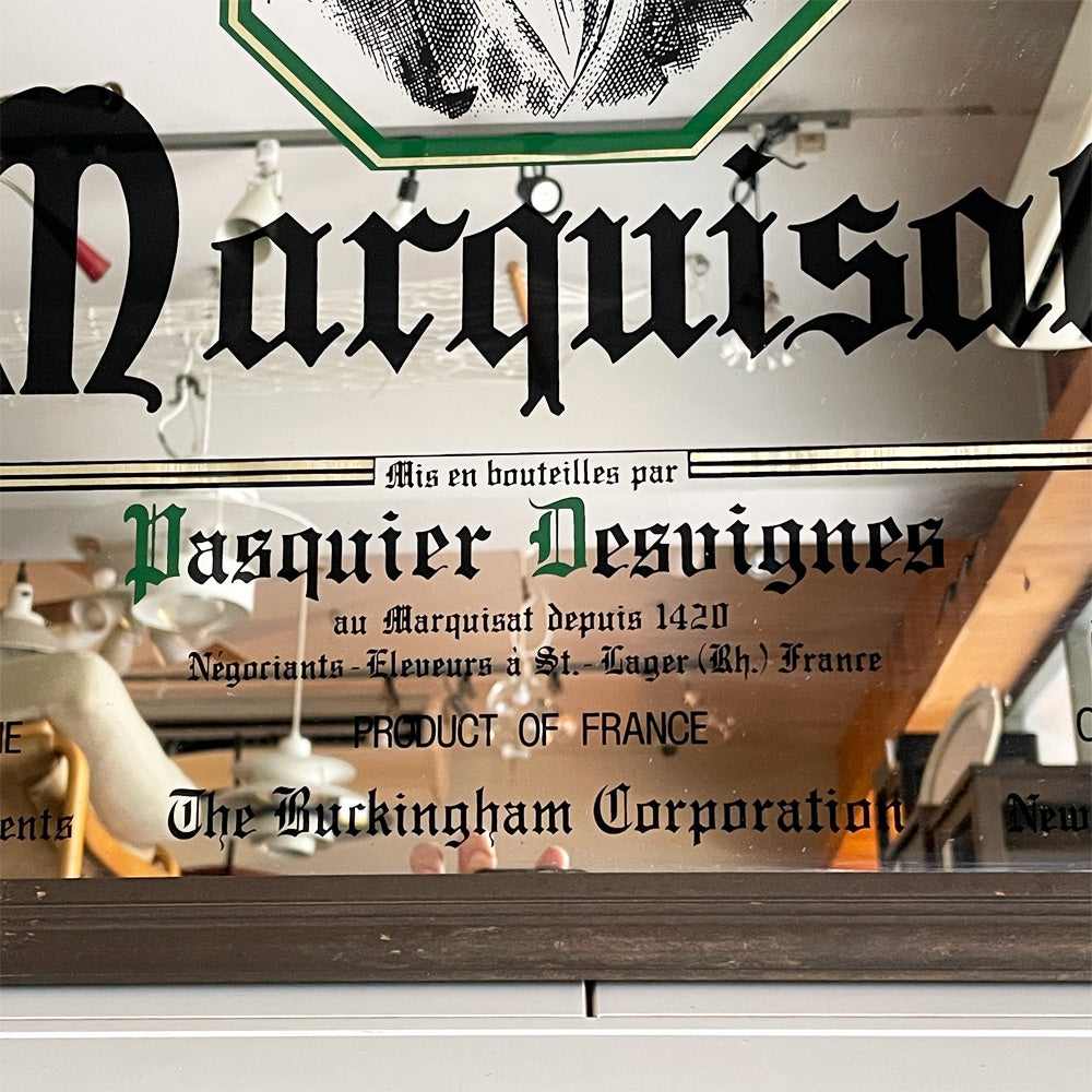 マルキザ marquisat フランスワインメーカー ワインパブミラー ウォールミラー 壁掛け鏡 ウッドフレーム ビンテージ ■