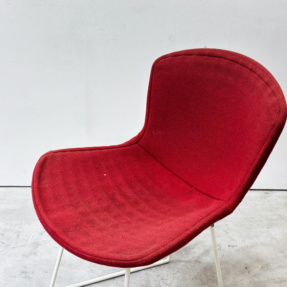 ノル Knoll 420 サイドチェア ワイヤーチェア ダイニングチェア ホワイト × レッド ファブリック フルカバー仕様 ハリー・ベルトイア ミッドセンチュリー ビンテージ ●