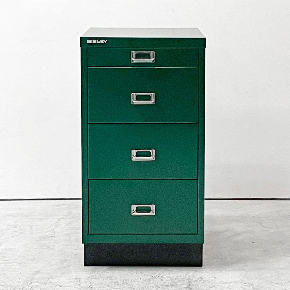 ビスレー BISLEY BASICシリーズ BA3/CD キャビネット 4段 スチールワゴン オフィス 店舗什器 グリーン 英国 廃番品 ●