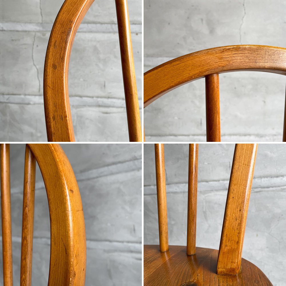 アーコール Ercol フープバックチェア ダイニングチェア スポークバック エルム材 UKビンテージ 英国家具 ♪