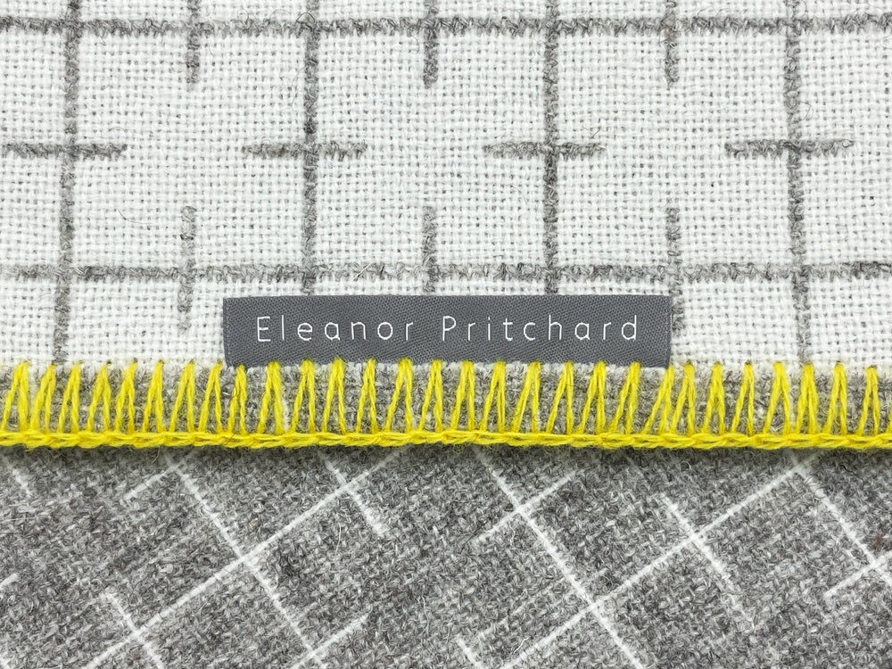 エレノアプリチャード Eleanor Pritchard サワードゥ Sourdough ブランケット ウール100% グレー×イエロー 150×90cm イギリス ●