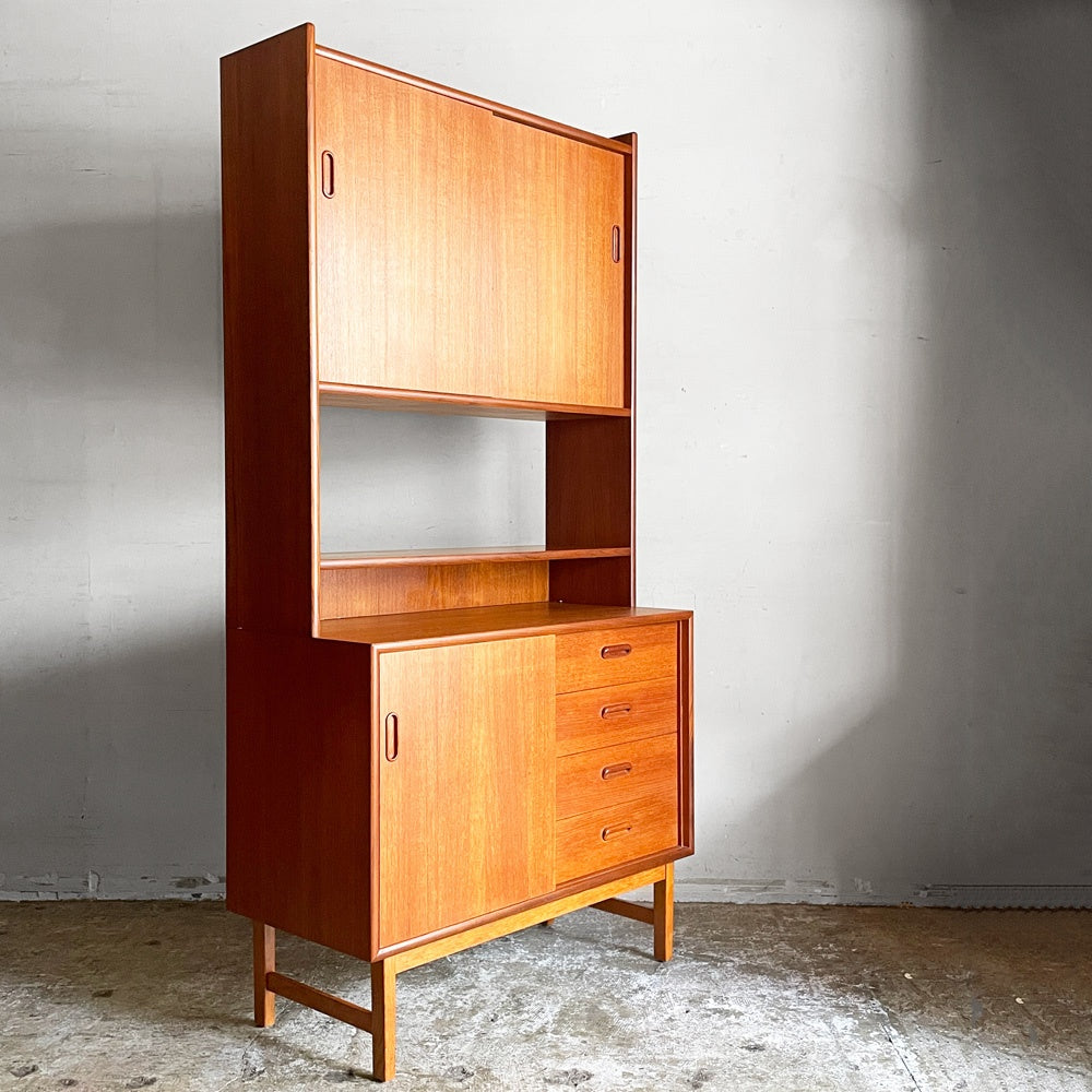 スウェーデン ビンテージ Swedish vintage チーク材×オーク材 キャビネット ブックシェルフ ルームディバイダー W85cm 北欧家具 北欧ビンテージ ■