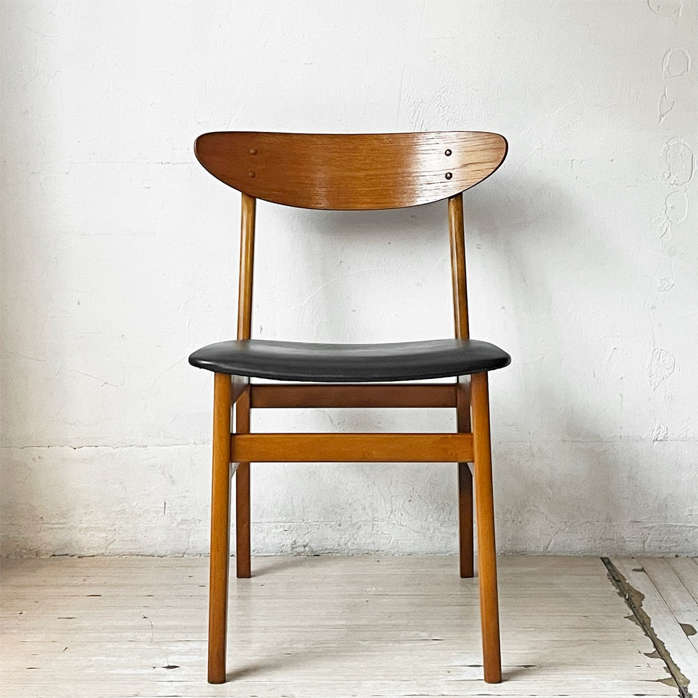 ファーストラップ FARSTRUP サイドチェア No.210 ダイニングチェア チーク材×ビーチ材 レザー デンマーク 北欧ビンテージ ★