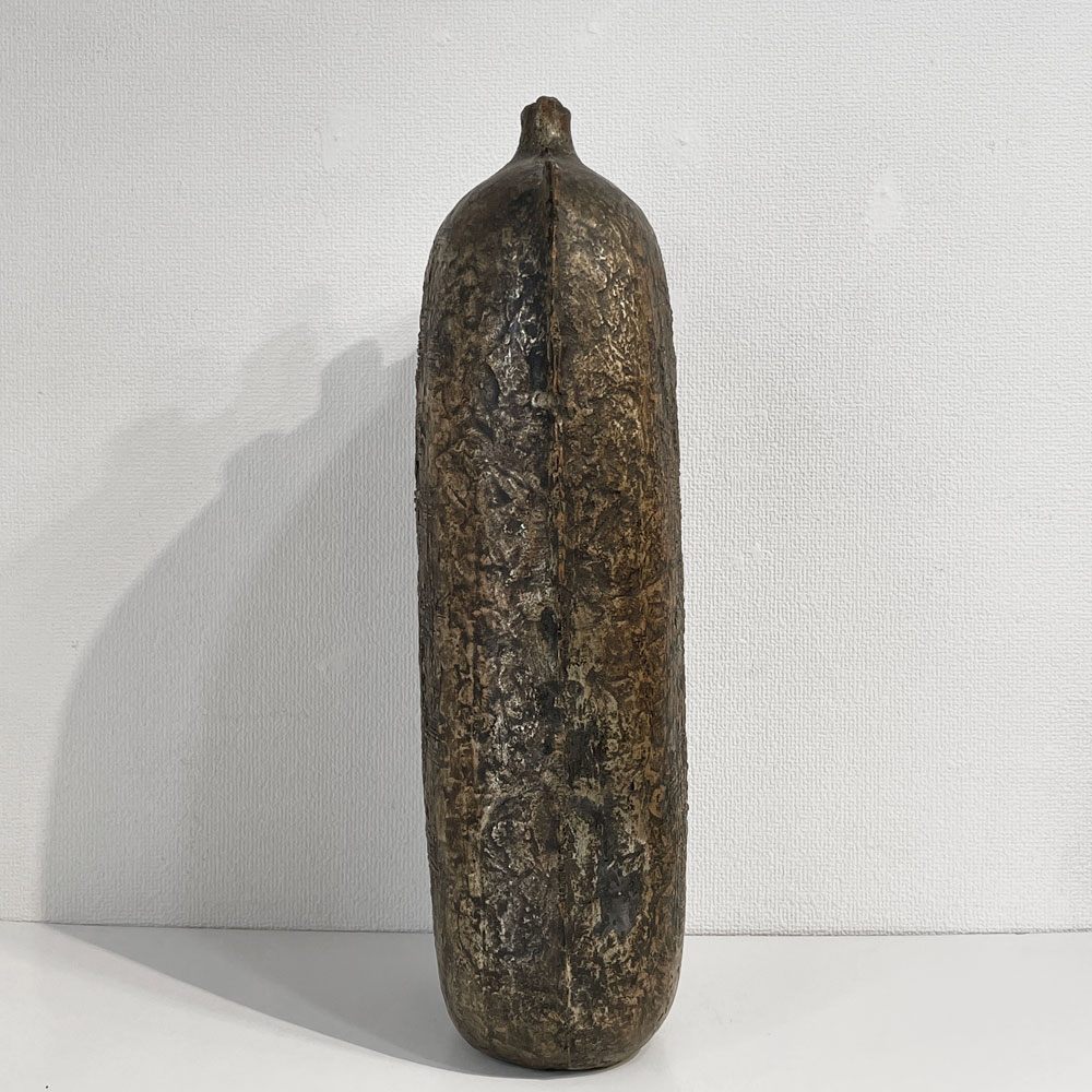 西村忠 彫金 ブロンズ 花瓶 フラワーベース H56cm オブジェ 彫刻 金属造形 抽象表現 大型 インテリア プリミティブ ◎