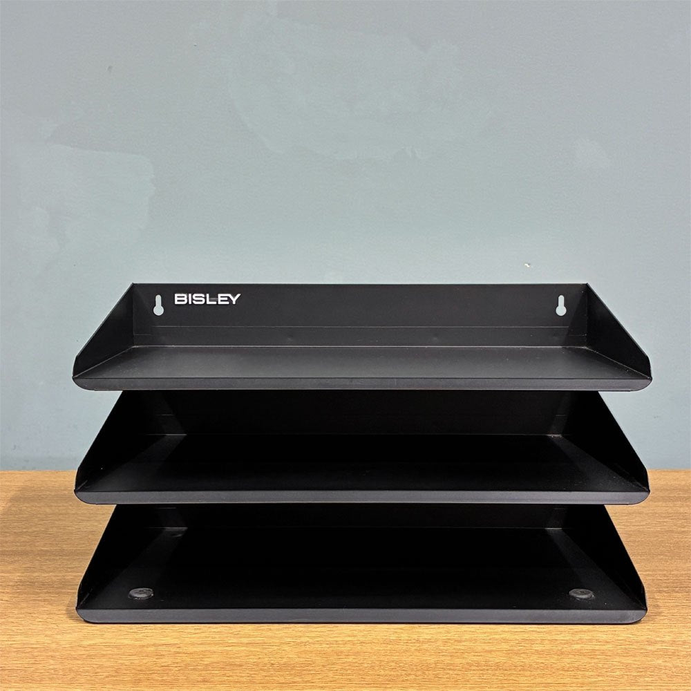 ビスレー BISLEY 3段 レターラック ブラック 書類棚 A4サイズ 横型 W38.5cm 壁掛け可 デスクアクセサリー 英国 ◎