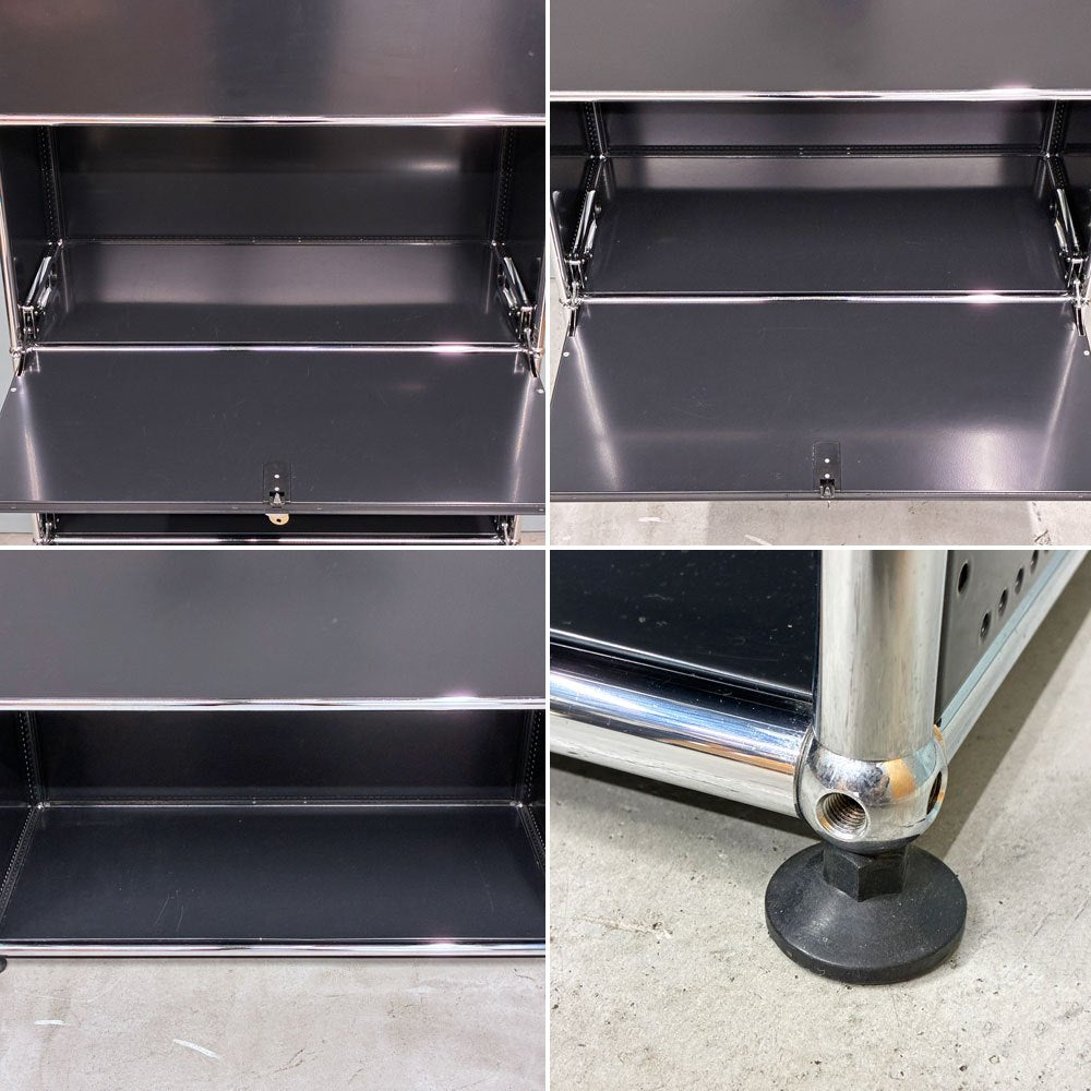 ユーエスエムハラー USMハラー USM Haller キャビネット シェルフ 1列5段 グラファイトブラック ドロップダウンドア フリップアップドア 鍵付き モダン スイス ◎