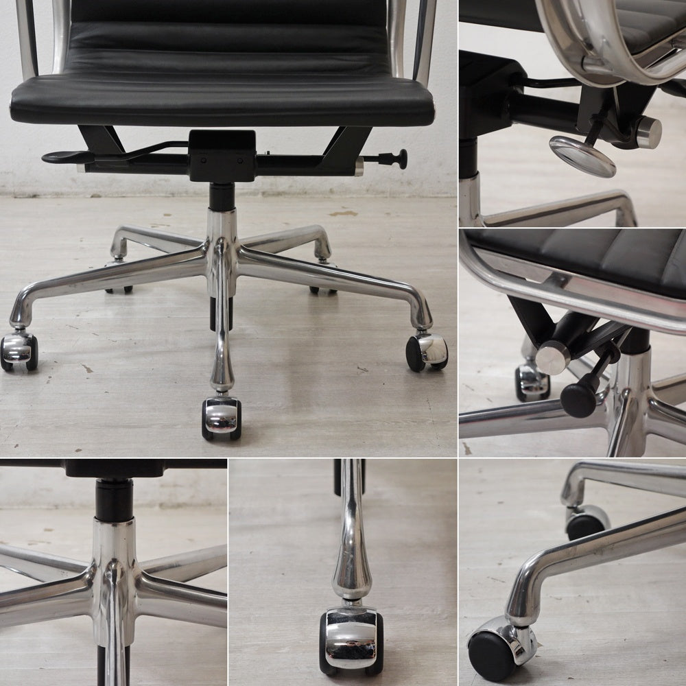 ハーマンミラー Herman Miller イームズアルミナムグループチェア マネージメントチェア アルミバフベース ガス圧昇降仕様 5本脚 キャスタータイプ 本革 イームズ B ●