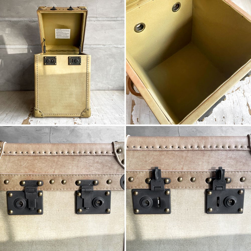 ハロ HALO パリストランク Paris Trunk ティノシーキャメル TINOSSI CAMEL サイドテーブル ボックスレザー 本革 スタッズ 英国 廃番 参考定価￥97,900- ♪