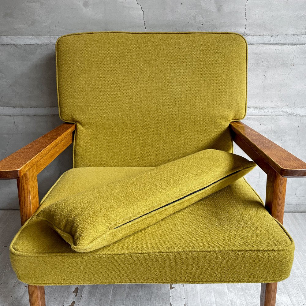 スタンダードトレード STANDARD TRADE Wood Frame Sofa SFA-03C-1p 1人掛けソファ ラウンジチェア マスタード オーク無垢材 定価￥240,000- ♪