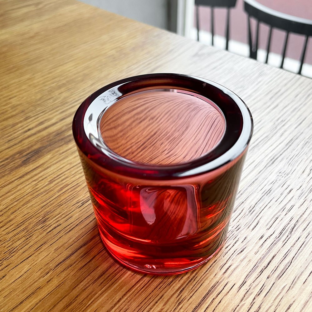 イッタラ iittala マリメッコ marimekko キビ kivi キャンドルホルダー レッドガーネット 60mm ヘイッキ・オルヴォラ フィンランド  廃番カラー ♪