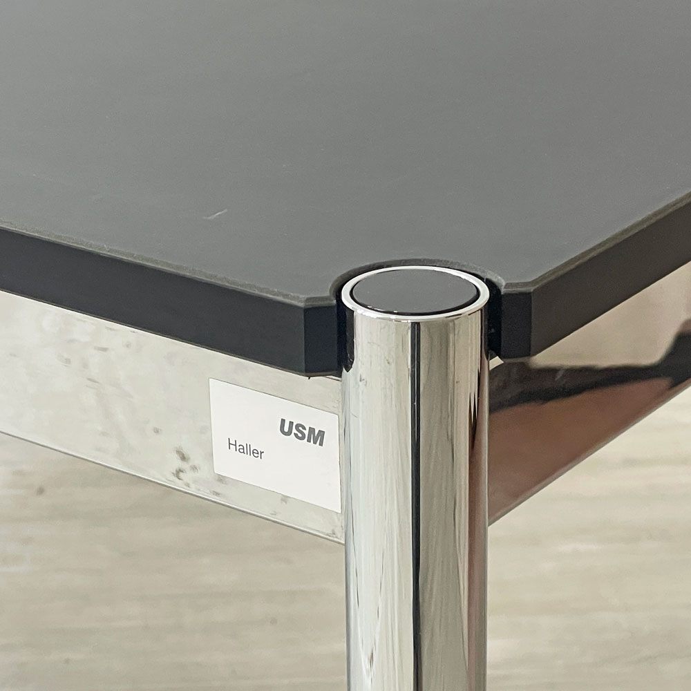 USMモジュラーファニチャー USM Haller USMハラーテーブル ワーキングデスク ダイニングテーブル チャコールリノリウム H74cm アジャスター C ●