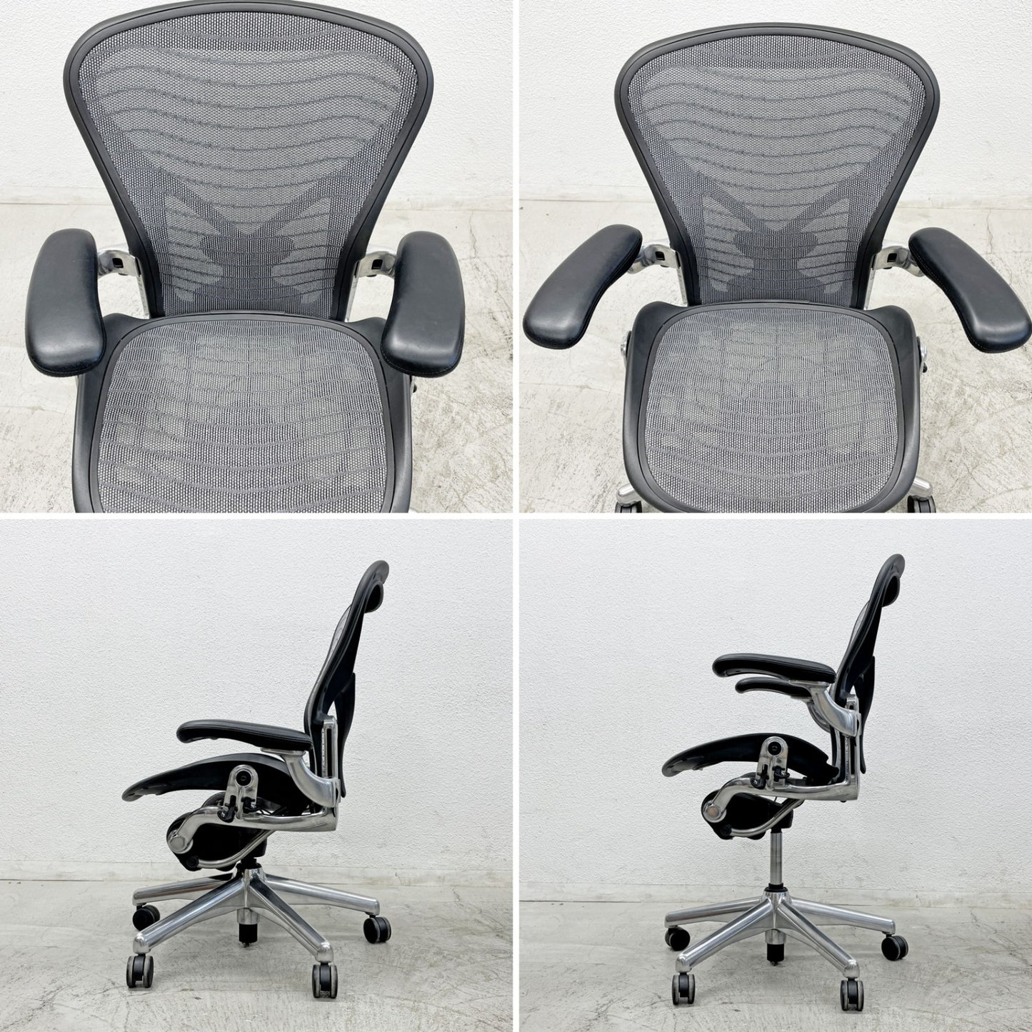 ハーマンミラー Herman Miller アーロンチェア デスクチェア Bサイズ ポスチャーフィット ウェイブ ポリッシュドアルミベース ビル・スタンフ ＆ ドン・チャドウィック 〓