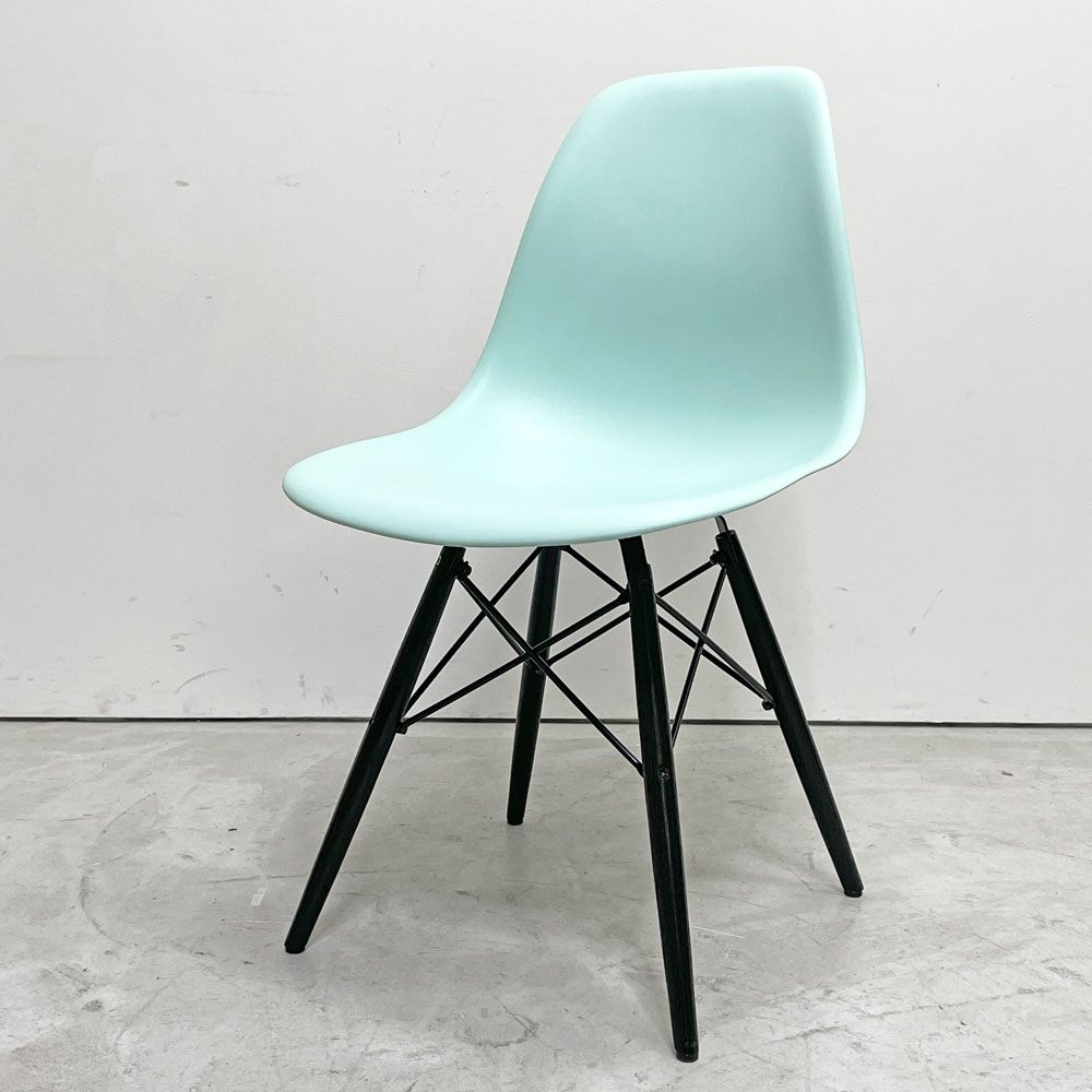 ハーマンミラー HermanMiller サイドシェルチェア ドゥエルレッグ DSW アクアスカイ × エボニー ポリプロピレン製 イームズ A ●
