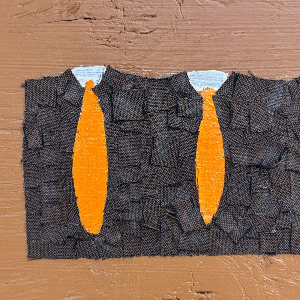 パトリック・アール Patrick Earl キャンバス画 ties ネクタイ コラージュ W41×H31cm モダンアート 現代美術 ●
