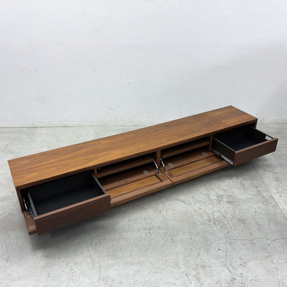 アクタス ACTUS トワード TOWARD テレビボード レッグ ウォールナット材 AVボード リモコン操作可能 ドロップダウンドア W220cm 定価約￥291,500- ●