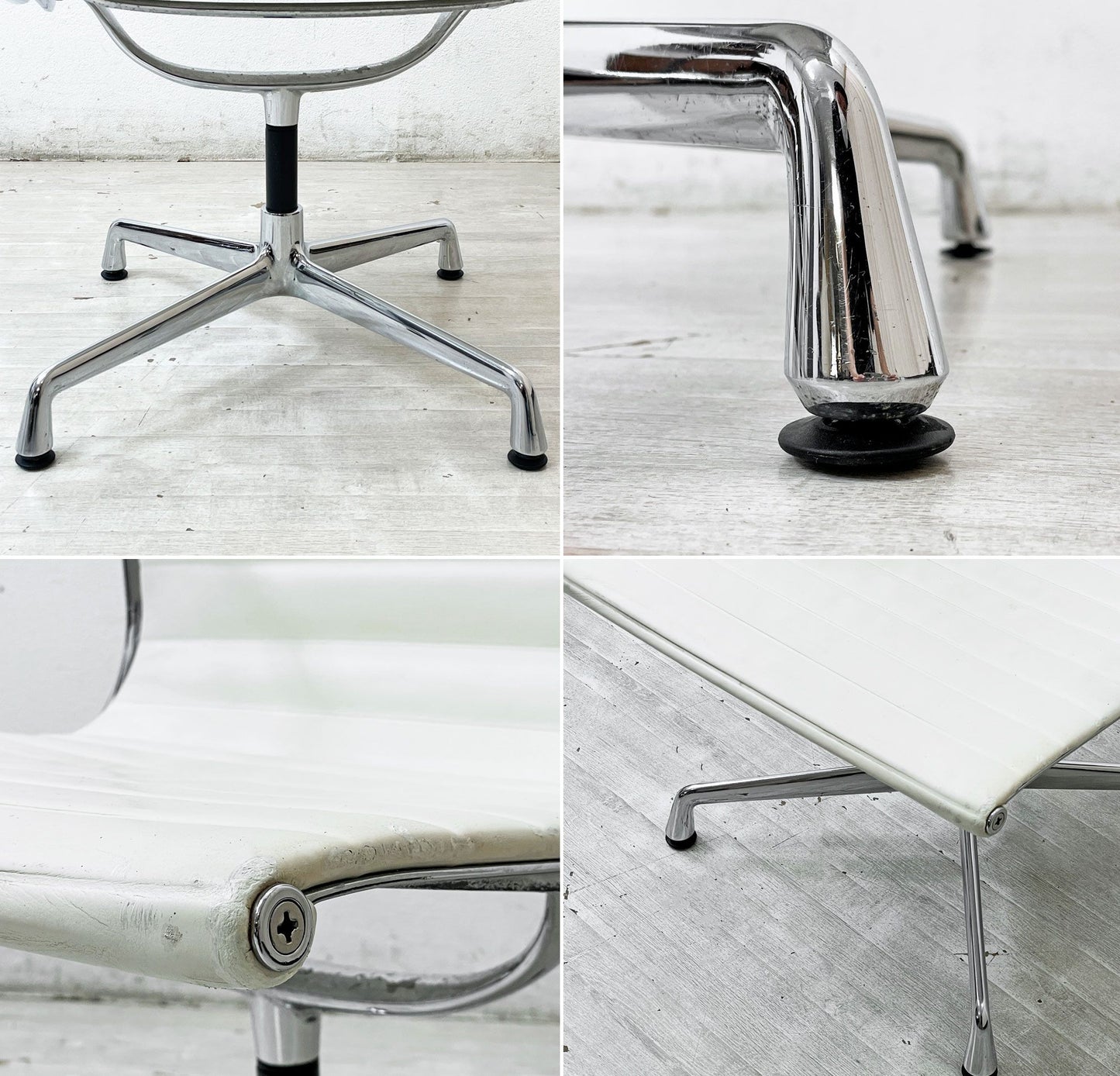 ヴィトラ vitra イームズアルミナムグループ マネジメントチェア デスクチェア 本革 ホワイト 固定脚 4本脚 グライズ C&Rイームズ ●
